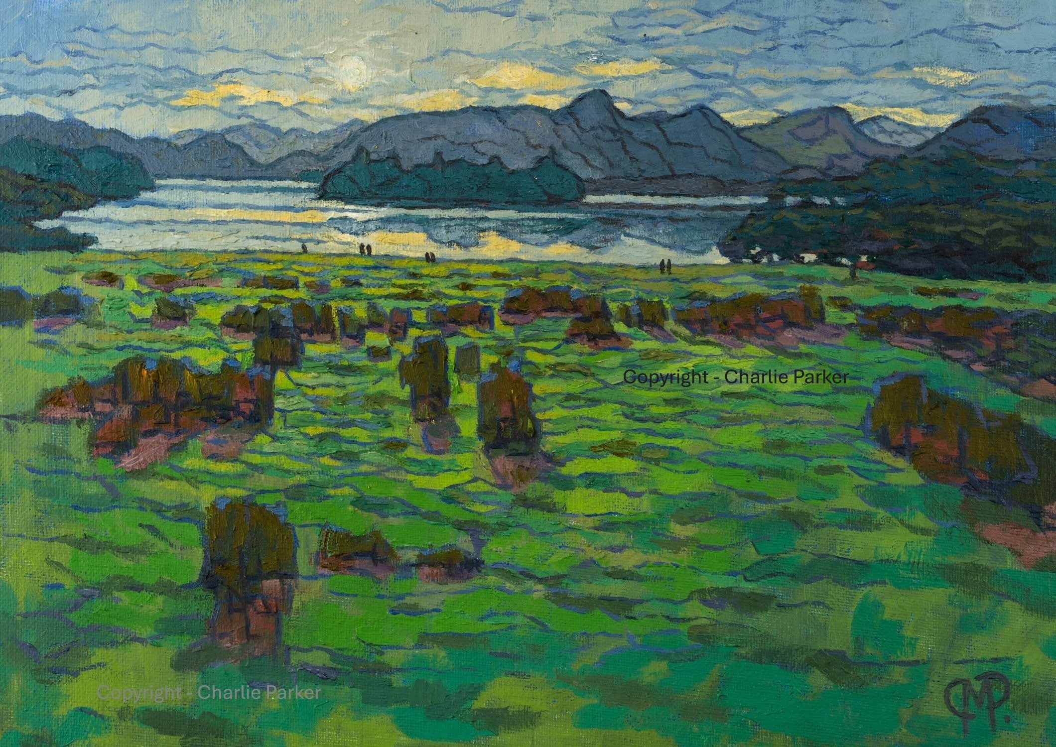 50. Derwent Water from Crow Park, 2024, Oils. Dimensions - 30cm x 23cm. For Sale.