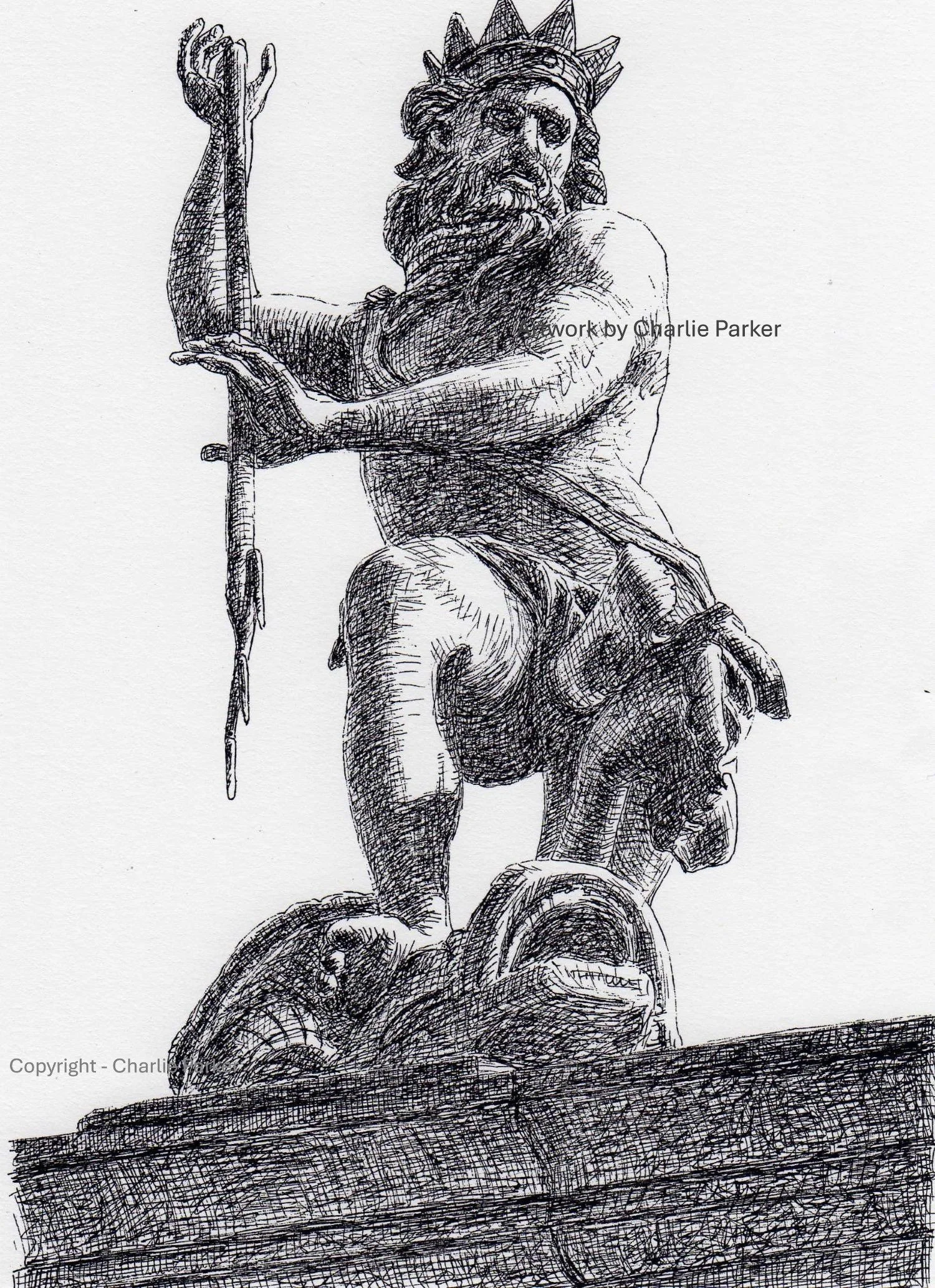 404. Neptune. 2005. Ink. Dimensions - 23cm x 30cm. For Sale.