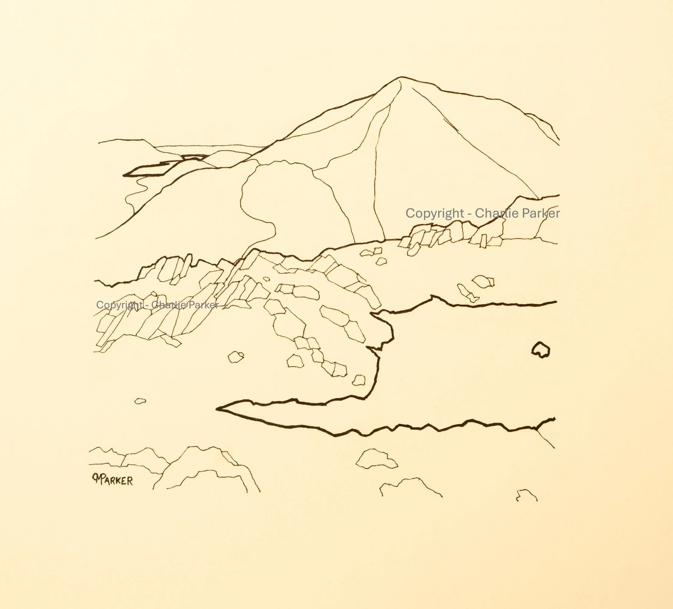 230. Haystacks. 2025, Ink. Dimensions - 16cm x 12cm. For Sale.