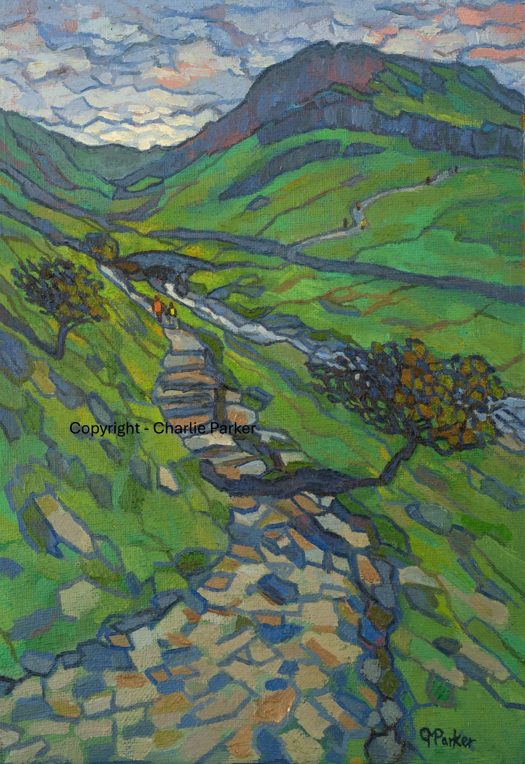 2. Stockley Bridge, Seathwaite I. 2023, Oils. Dimensions - 23cm x 30cm. For Sale.