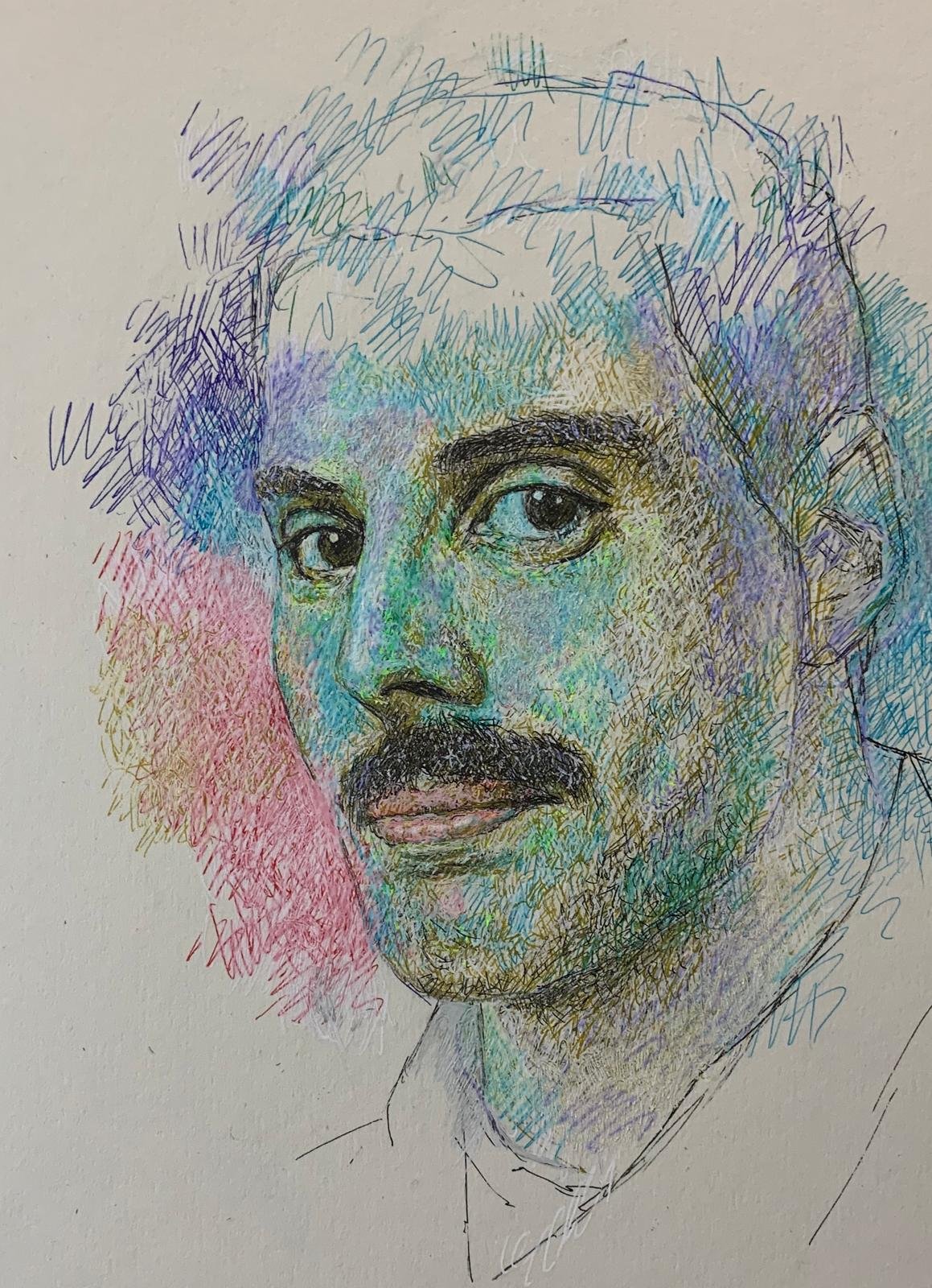 401. Freddie. 2020. Ink. Dimensions - 16cm x 20cm. For Sale.