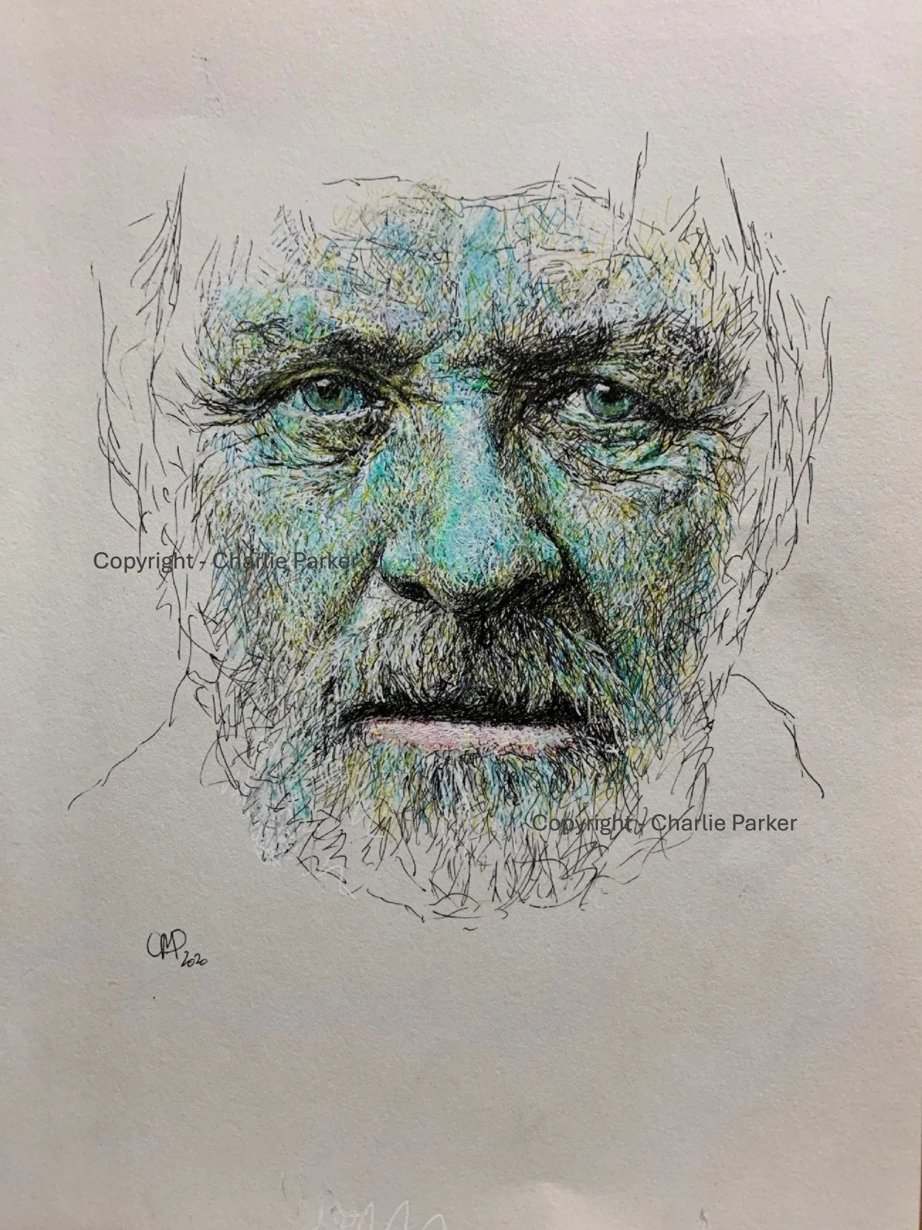 431. Anthony Hopkins, 2020, Ink. Dimensions - 16cm x 22cm. For Sale.