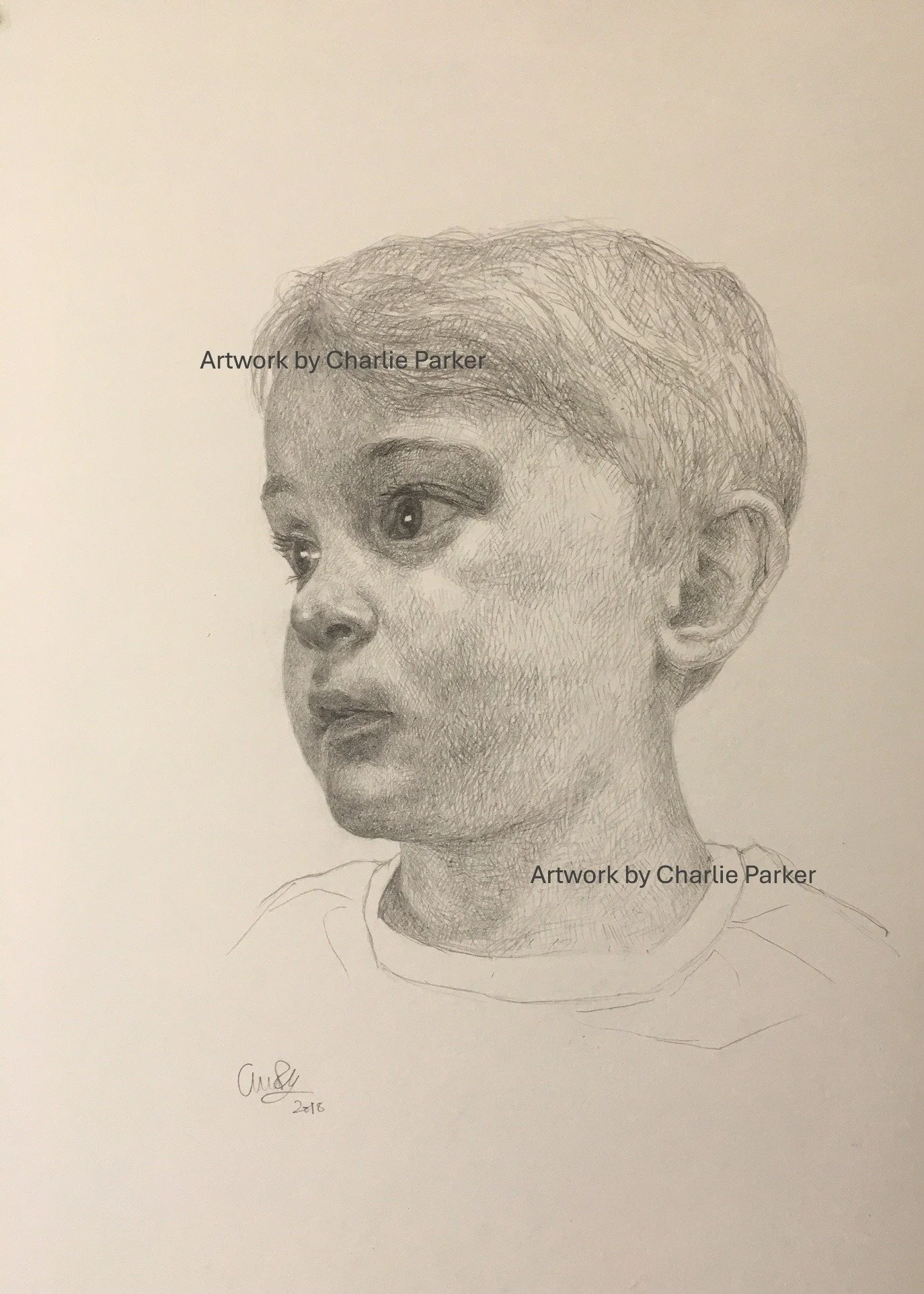 405. Boy aged 6 Years. 2018. Pencil. Dimensions - 23cm x 30cm. For Sale.
