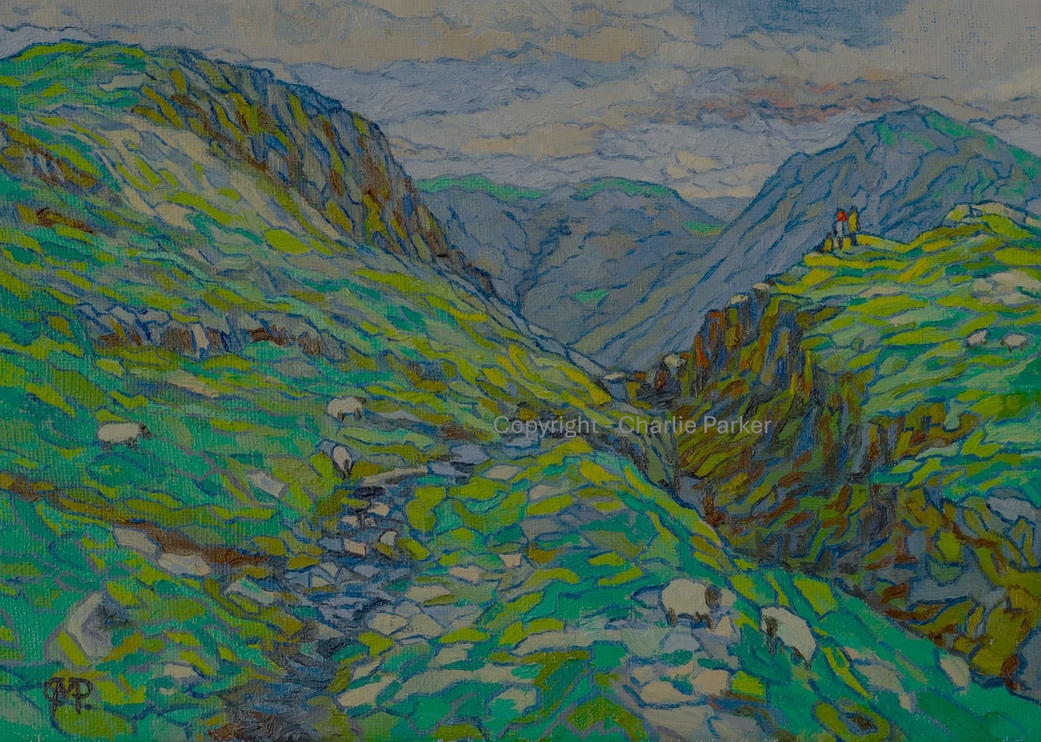 6. Piers Gill, Lingmill and Great Gable. 2023, Oils. Dimensions - 23cm x 30cm. For Sale. 