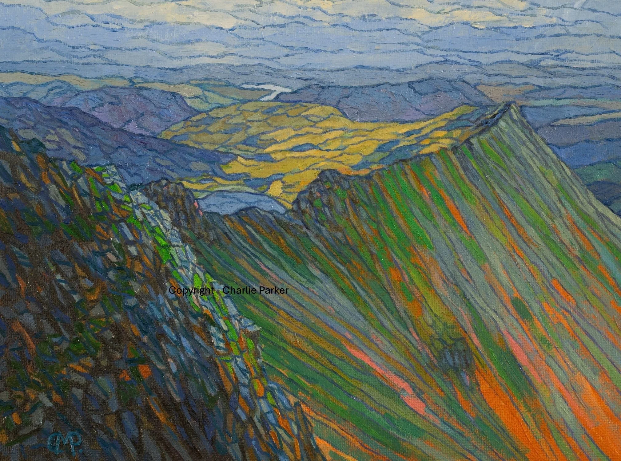 48. Striding Edge and Hellvelyn. 2025, Oils. Dimensions - 23cm x 30cm. For Sale.