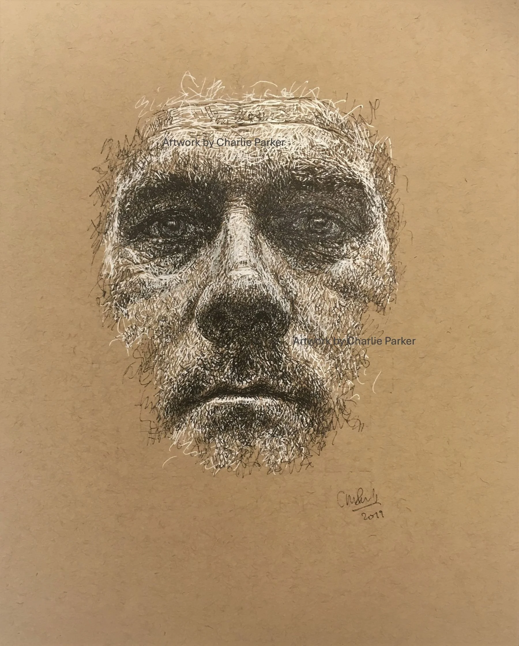 403. Self-Portrait. 2019. Ink. Dimensions - 23cm x 30cm. For Sale.