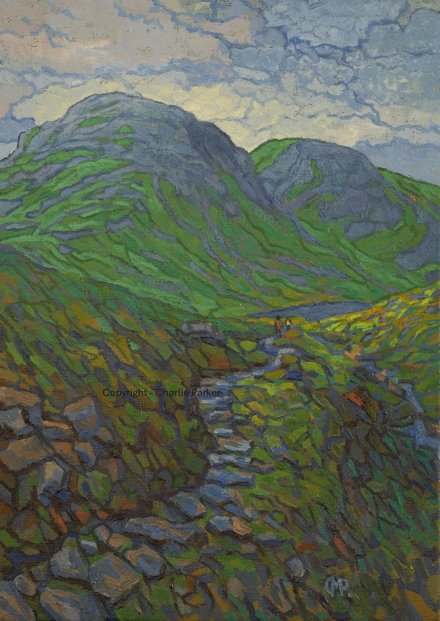 25. Great Gable and Green Gable, 2023, Oils. Dimensions 23cm x 30cm. For Sale.