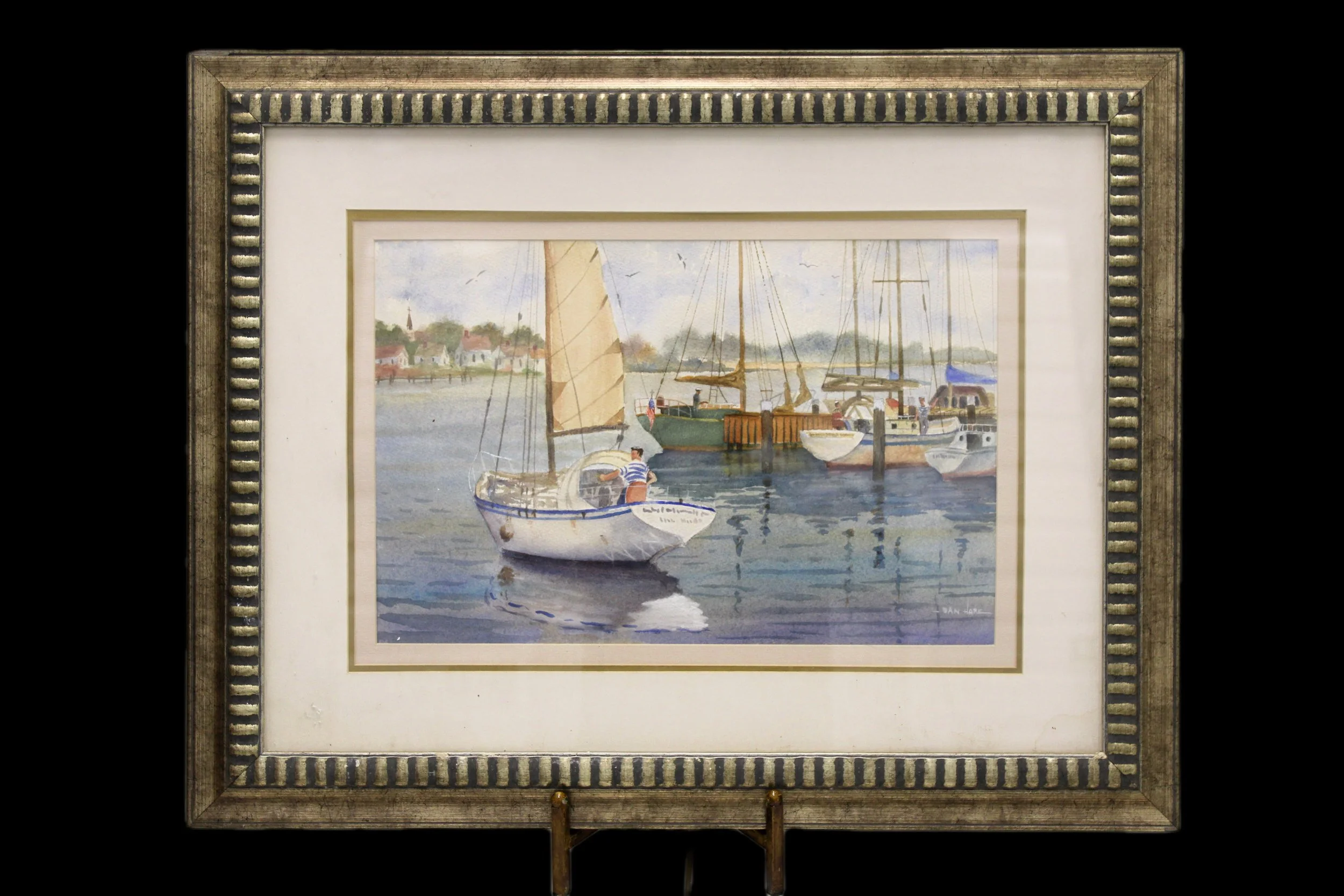 Sailing Man 
Frame: 27 3/4in x 22in 
Painting: 17 1/2in x 11in