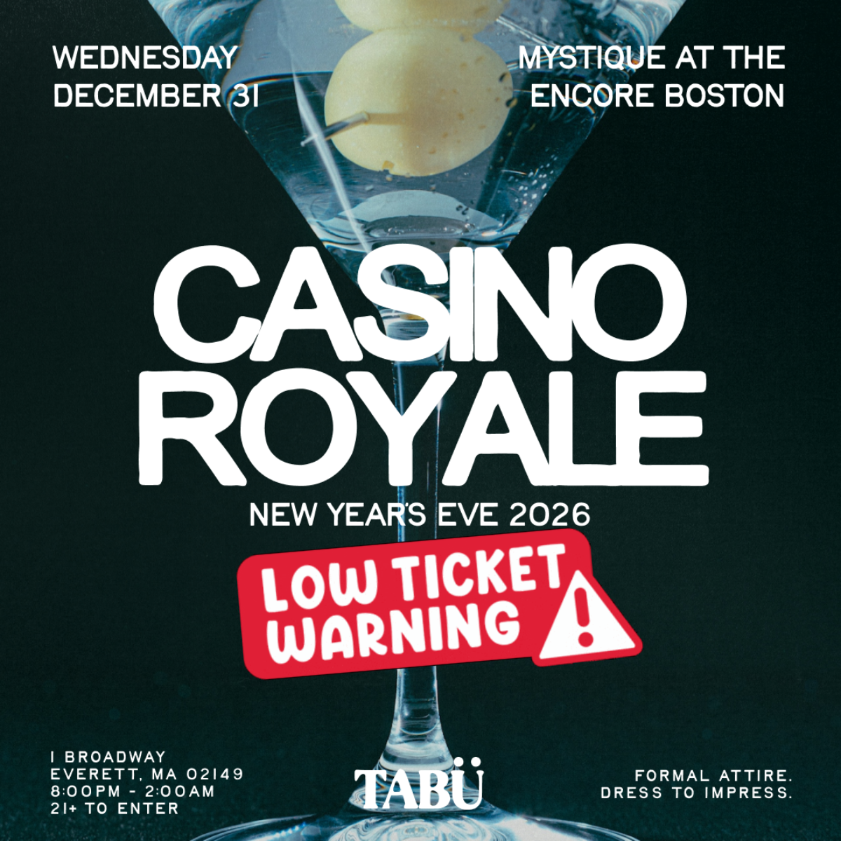 TABÜ NYE event Inside Encore Casino Doors @ 9pm
