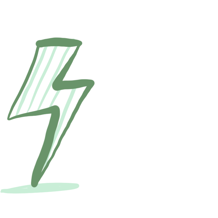 A stylized green lightning bolt with a striped pattern inside it representing insightful strategy.