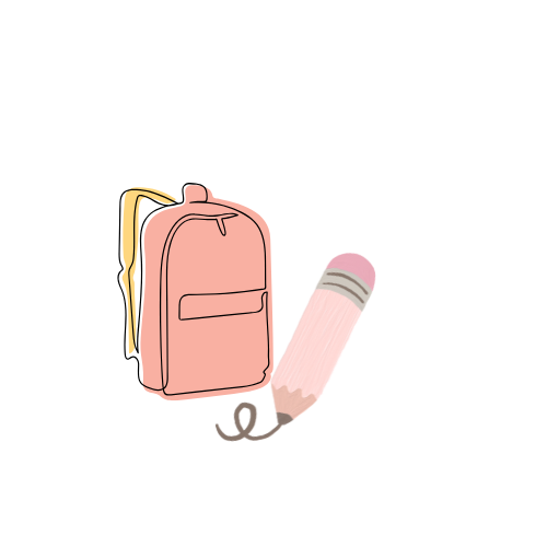 Mochila rosa y lápiz con gomita en un fondo de colores pastel