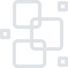 Abstract geometric logo with interconnected squares and small square accents.