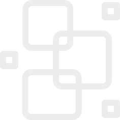 Abstract logo with interconnected squares and small dots in dark blue