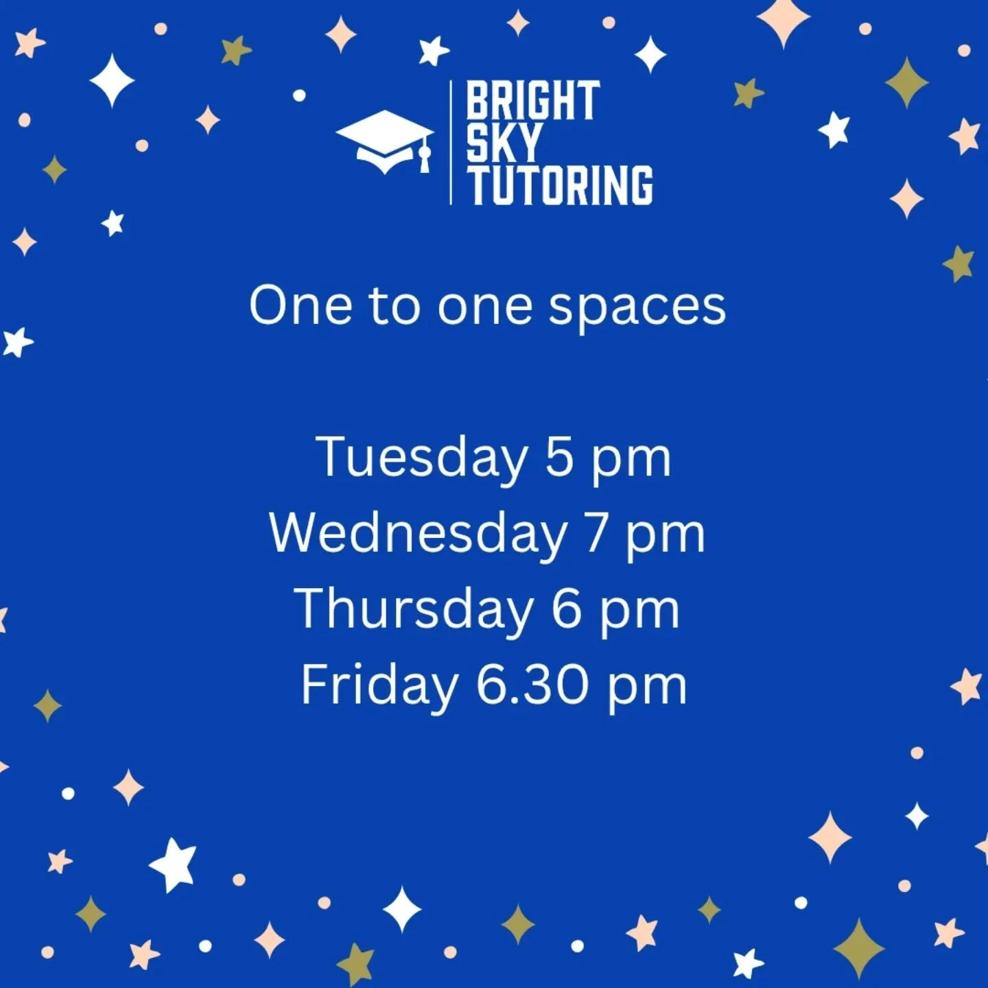 New availability for one to one tuition! I have a very limited number of slots currently available for secondary English tuition. Lessons are available online or at my home in Dartford. 

Please dm me for more information.

#brightskytutor #brightsky