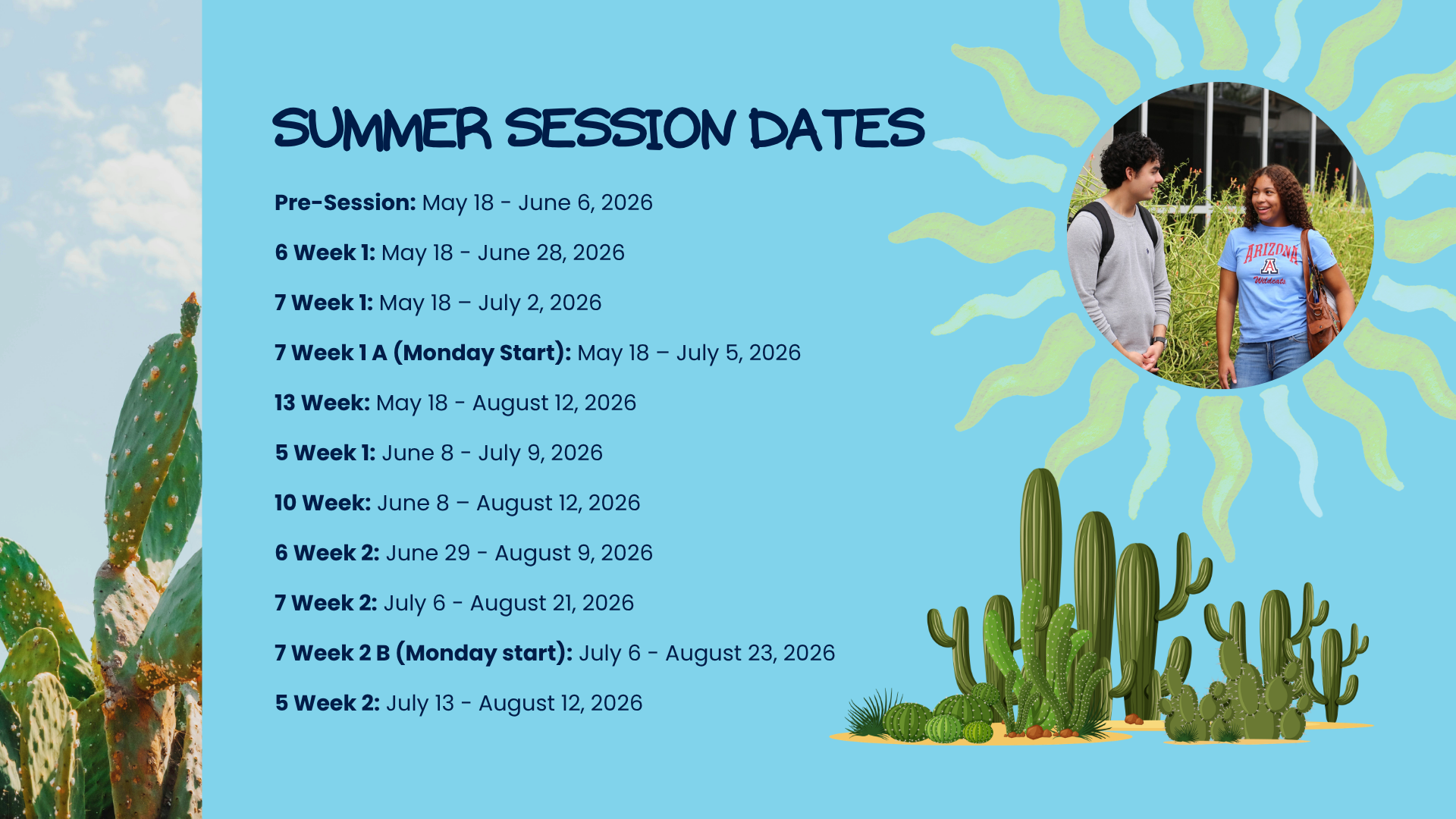 Summer Sessions Dates (April 2026)