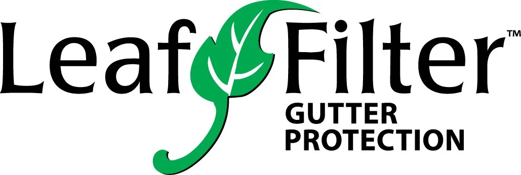 Logo of Leaf Filter Gutter Protection featuring a green leaf integrated into the word 'Leaf' and the text 'Gutter Protection' underneath.
