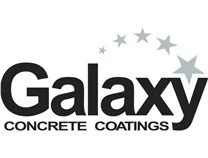 Galaxy Concrete Coatings logo with black text and gray stars