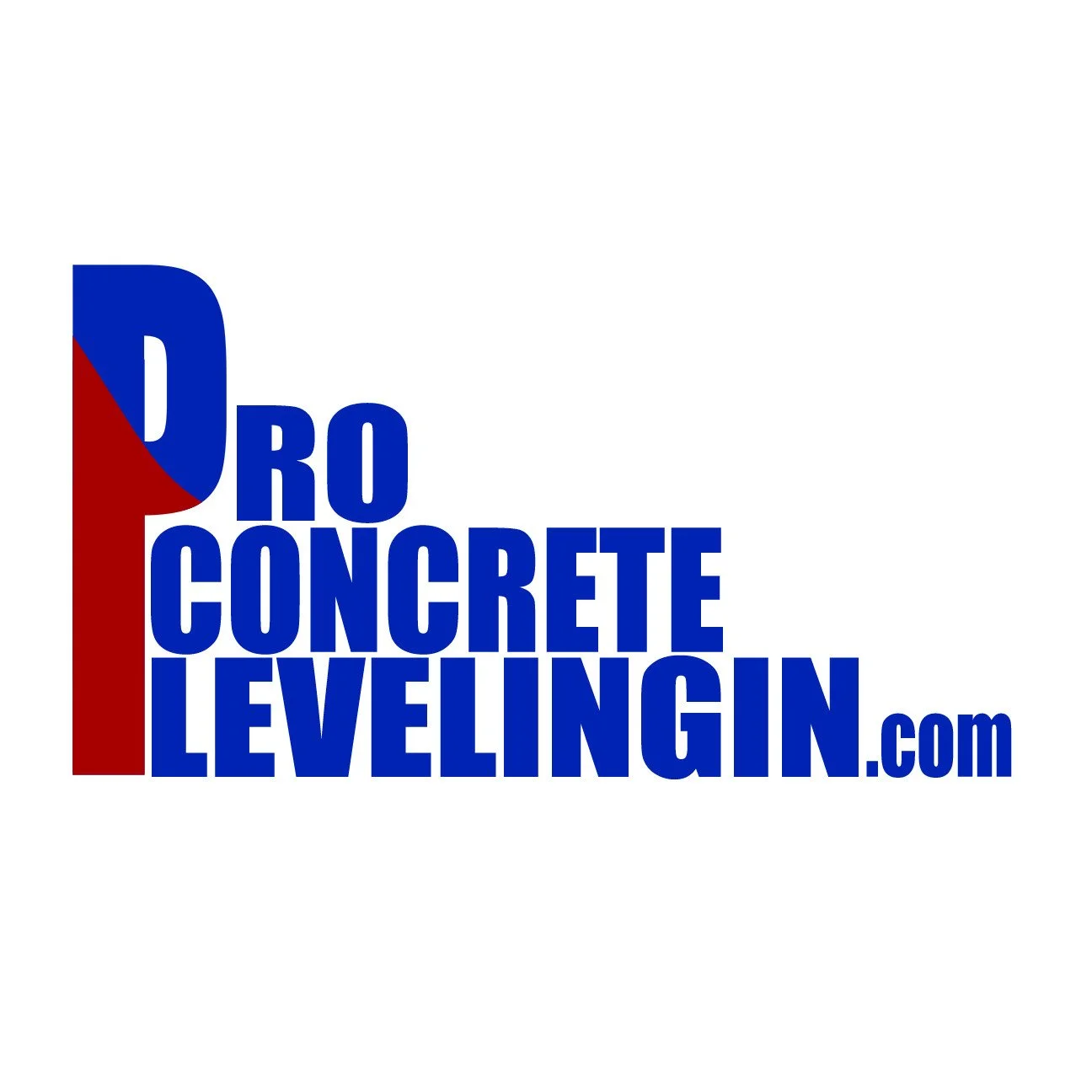 Logo with text 'Pro Concrete Leveling.com' in blue and red colors.