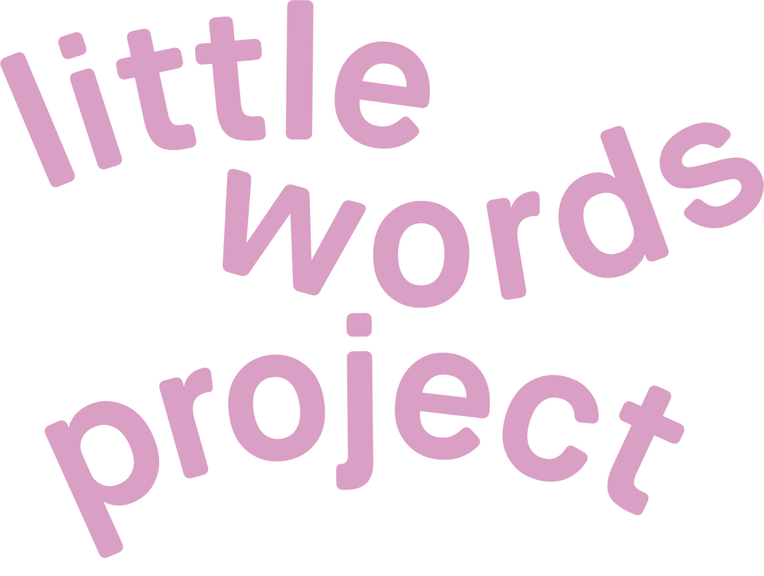Text in light purple stating "little words project" on a black background.