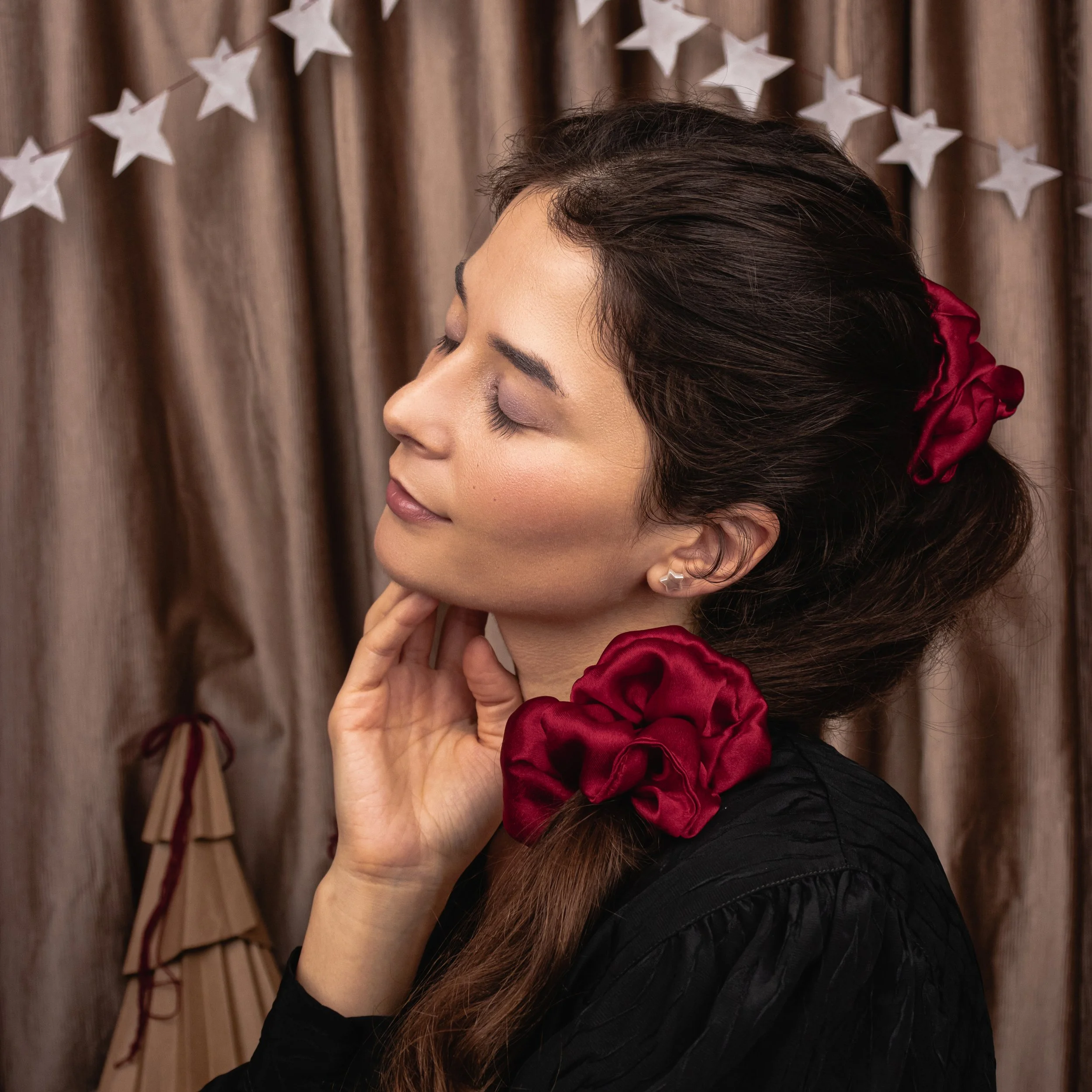 Dark Red Maxi Satin Scrunchie