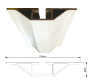 Technical drawing of an object with dimensions 120mm in width and 74.5mm in height, showing a detailed cross-section.