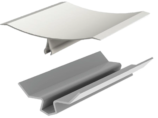 An exploded view of a paper tray with its cover, paper, and base, used for holding and dispensing paper in a printer or copier.
