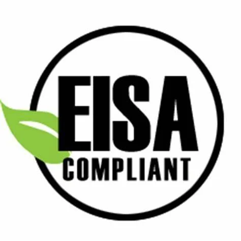 EISA compliant logo with a green leaf design.