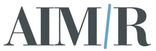 Logo with the text 'AIM / R' in a stylized font.