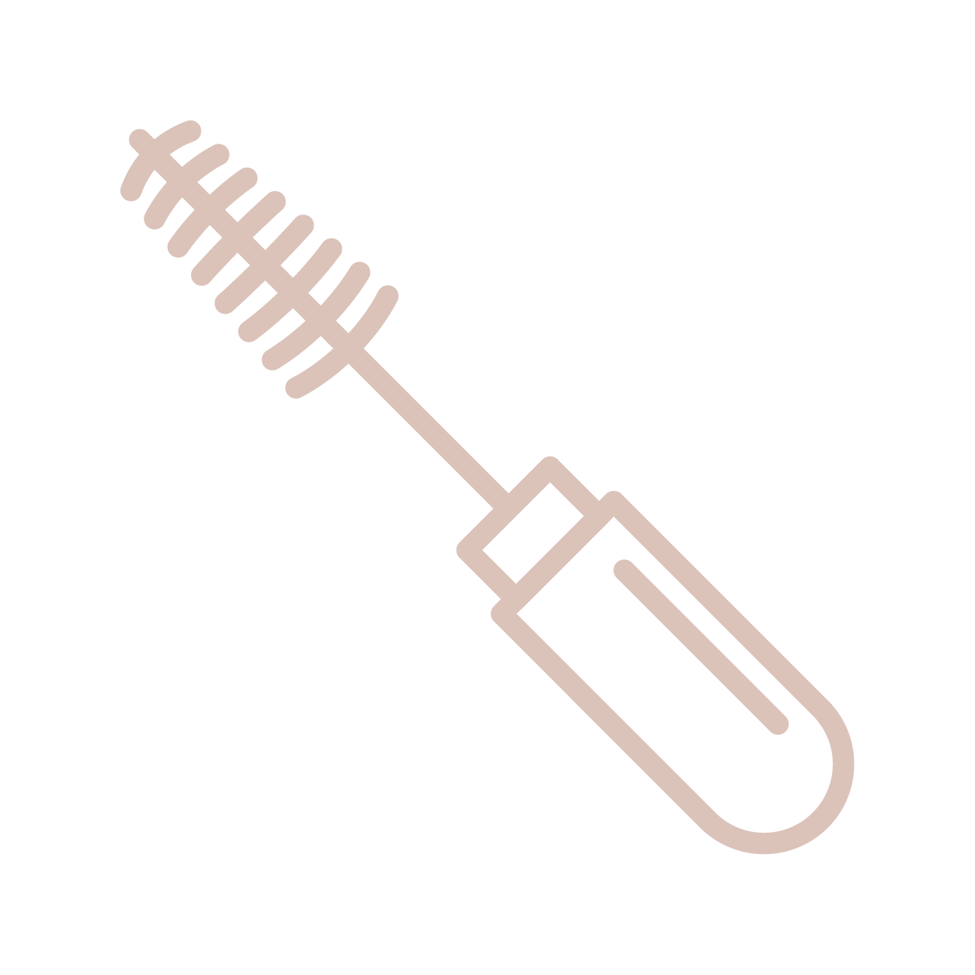 Minimalist beige illustration of a handheld fly swatter on a black background