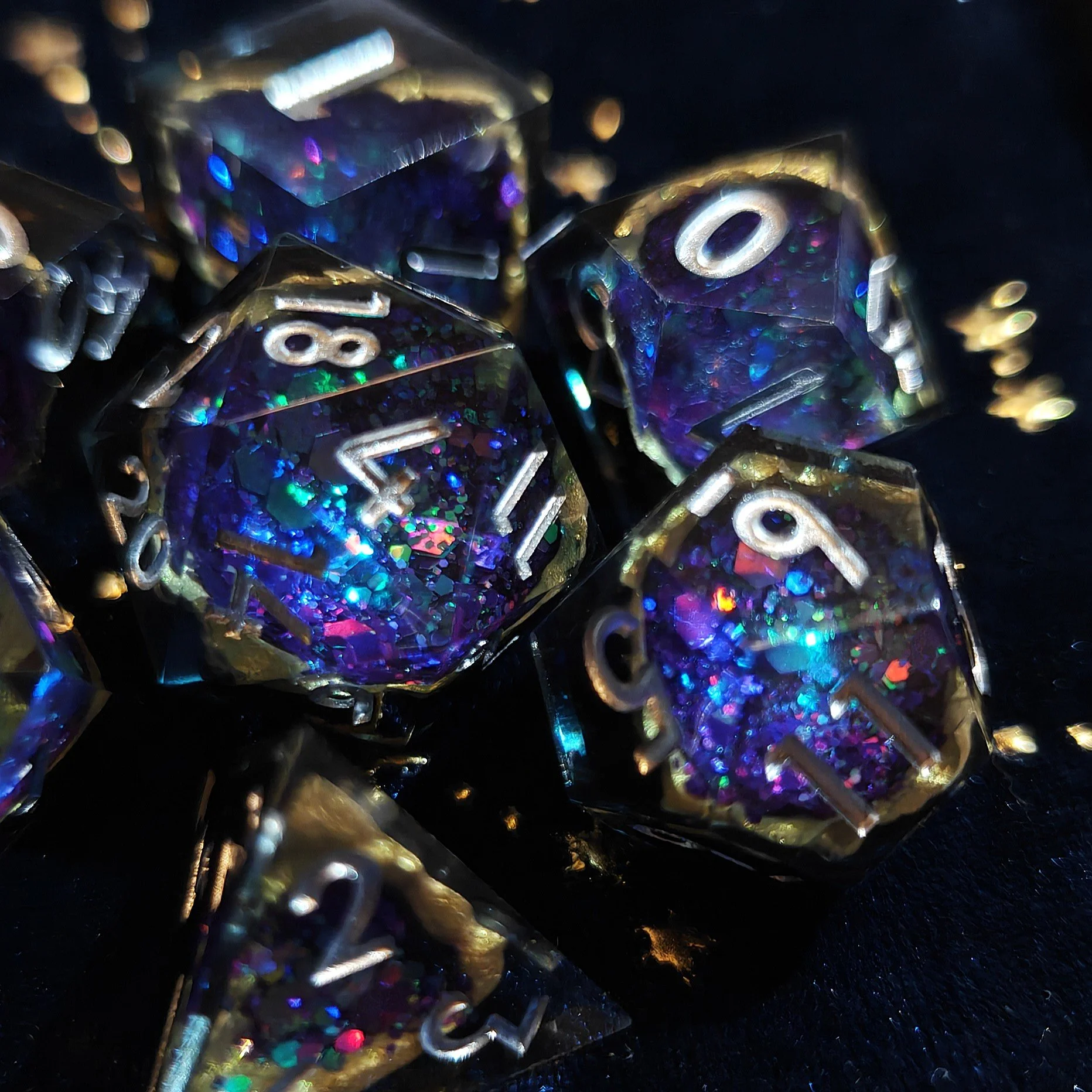 Violet Geode | Sharp-Edged Dice Set