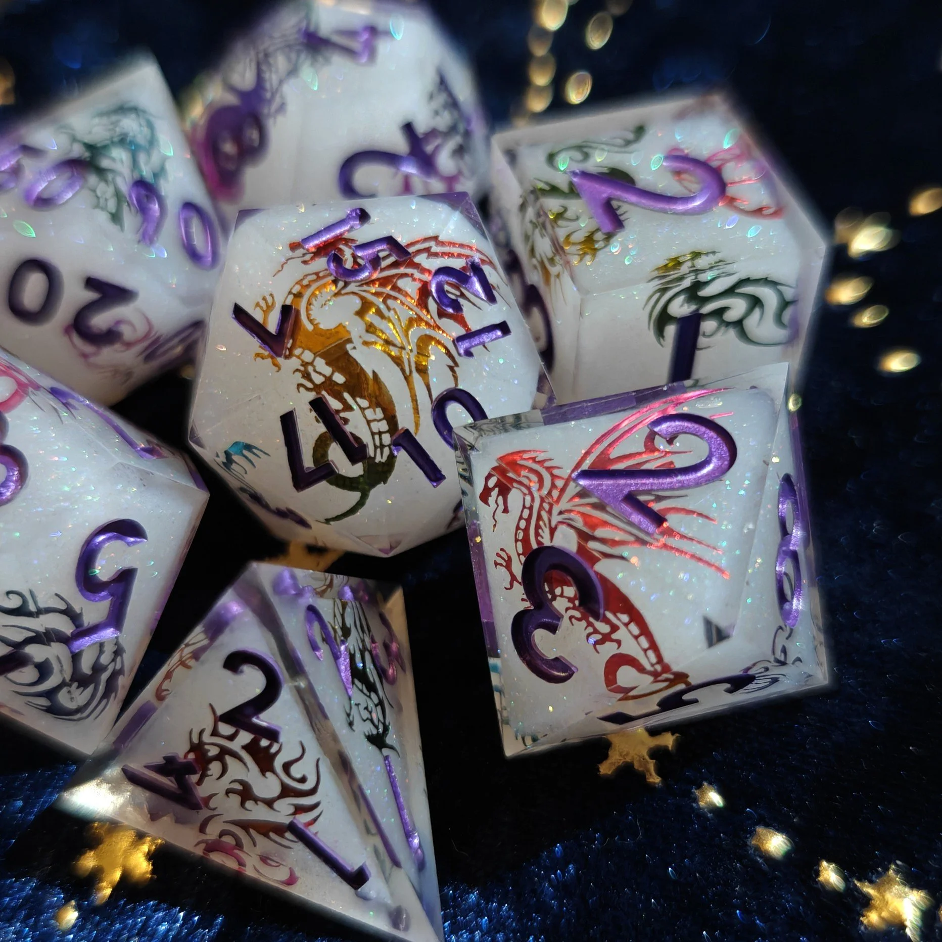 Prismatic Dragon | Sharp-Edged Dice Set