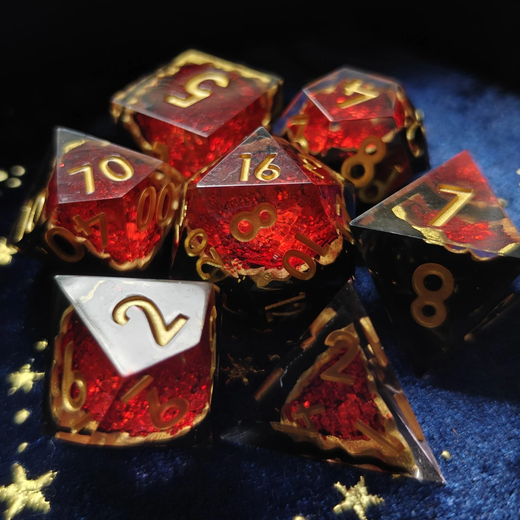 Scarlet Geode | Sharp-Edged Dice Set