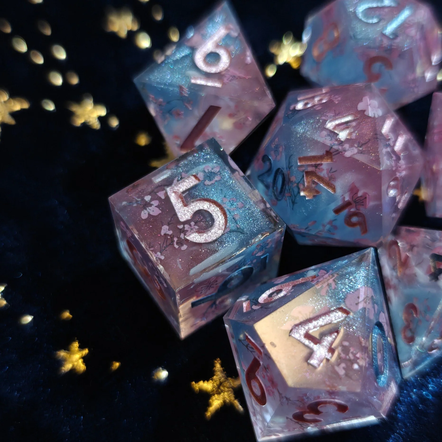 Blossom Sky | Sharp-Edged Dice Set