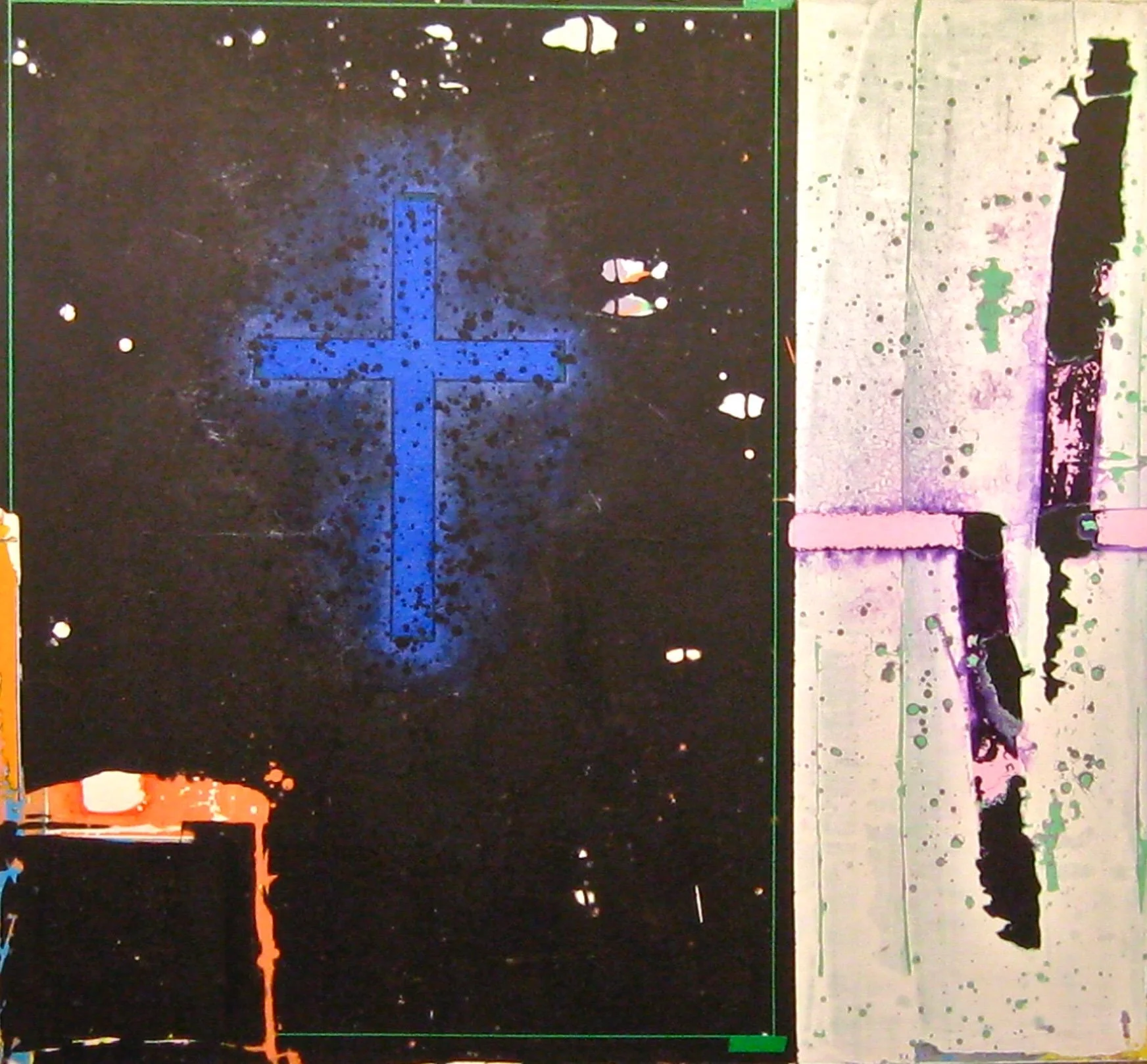 #23, A Chair Contemplating Christianity (Blue Cross,) 1987, 72.5" x 79"
