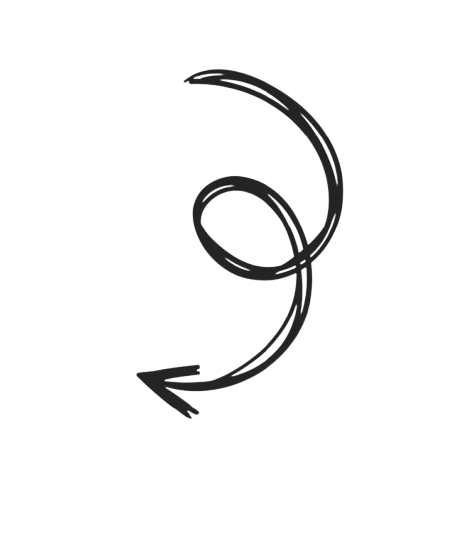 A black and white abstract drawing that resembles a stylized, minimalistic fish or a sea creature with a curved body and a pointed tail.