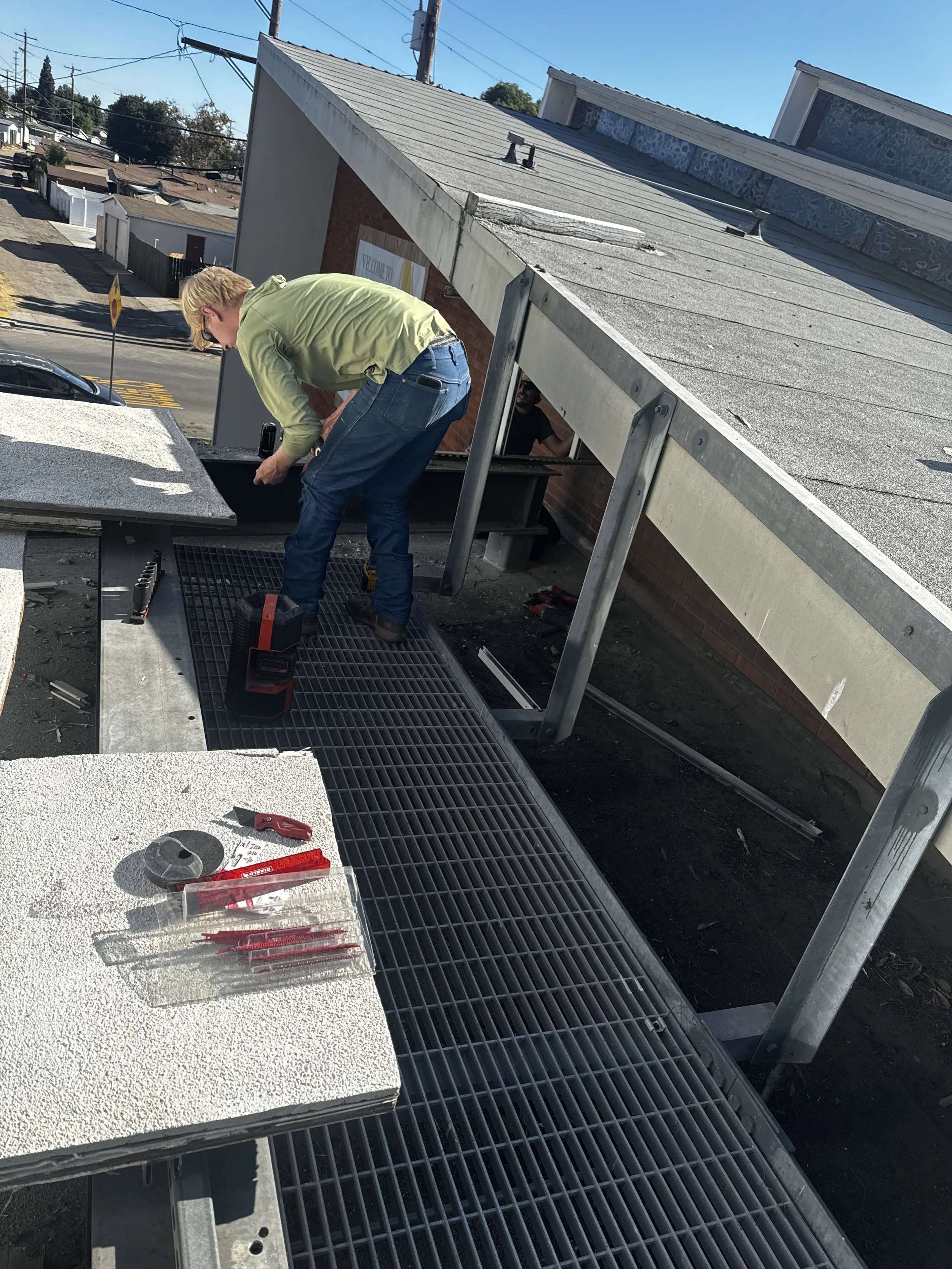 Demolition and Removal of cell-tower on roof of Clairemont Lutheran Church by Foremost Building Solutions.