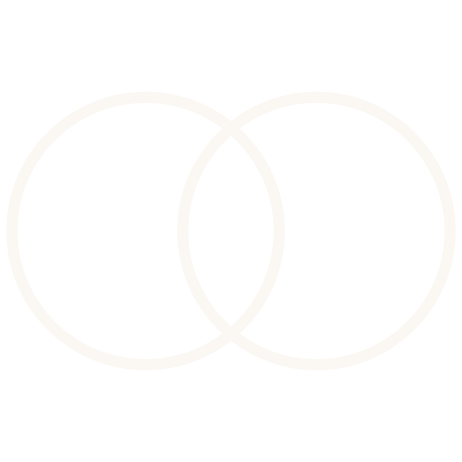 Two overlapping black circles with white outlines on a black background, creating a Venn diagram.