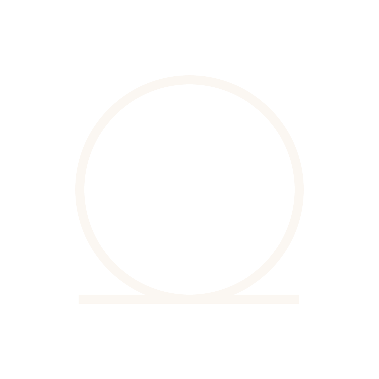 Empty round frame with a line beneath it, resembling a mirror or a decorative object.