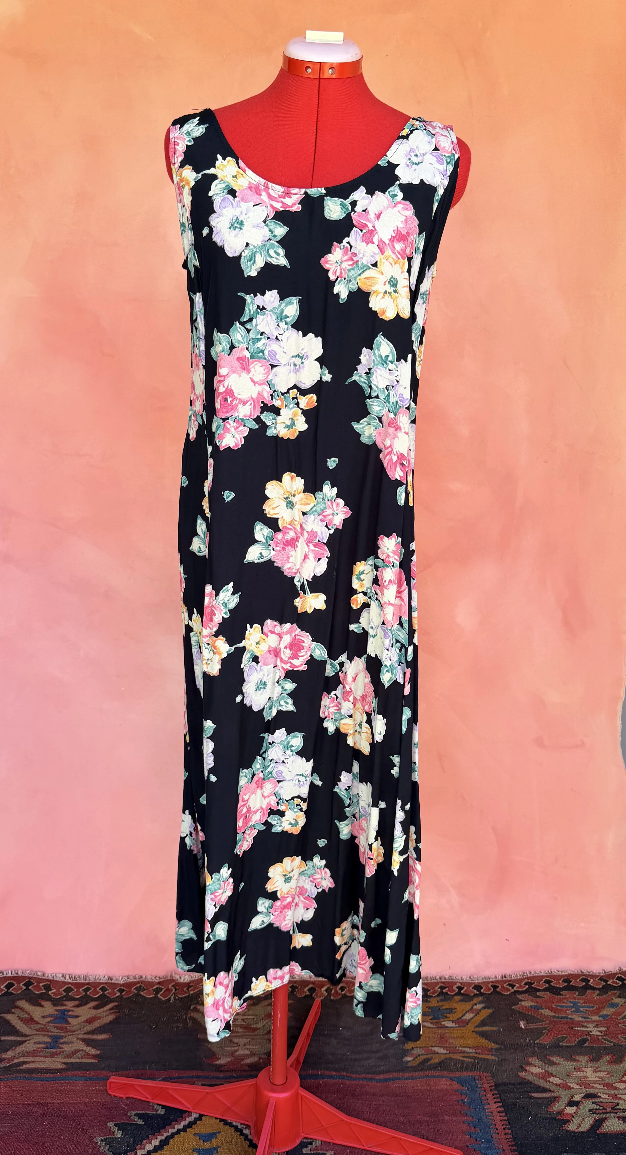 Vintage Floral Rayon Dress
