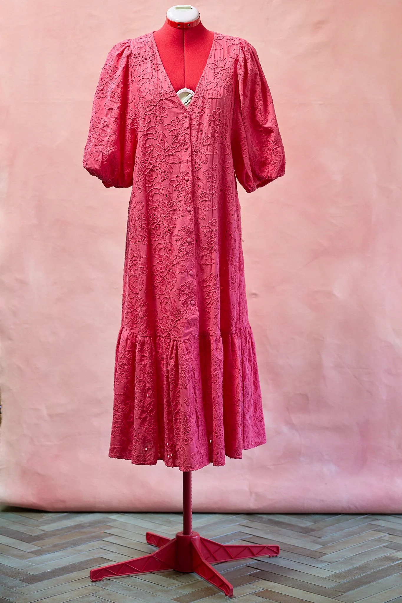 Embroidered Puff Sleeve Dress