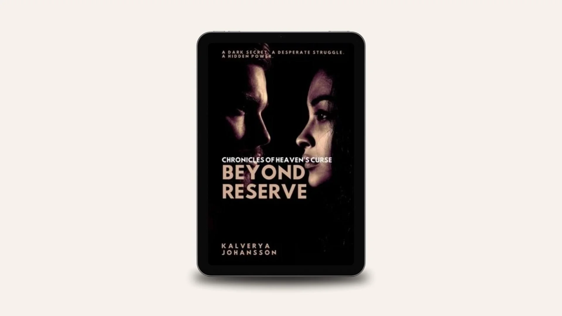 Book cover of 'Beyond Reserve' featuring a side profile of a man and a woman facing each other, dark background with white and pink text.