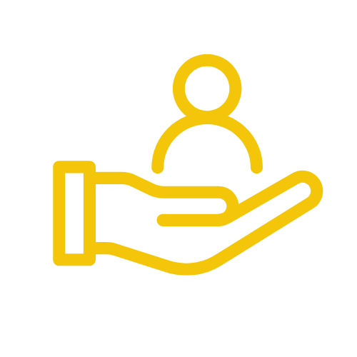 Hand holding a single person in the course creation process.