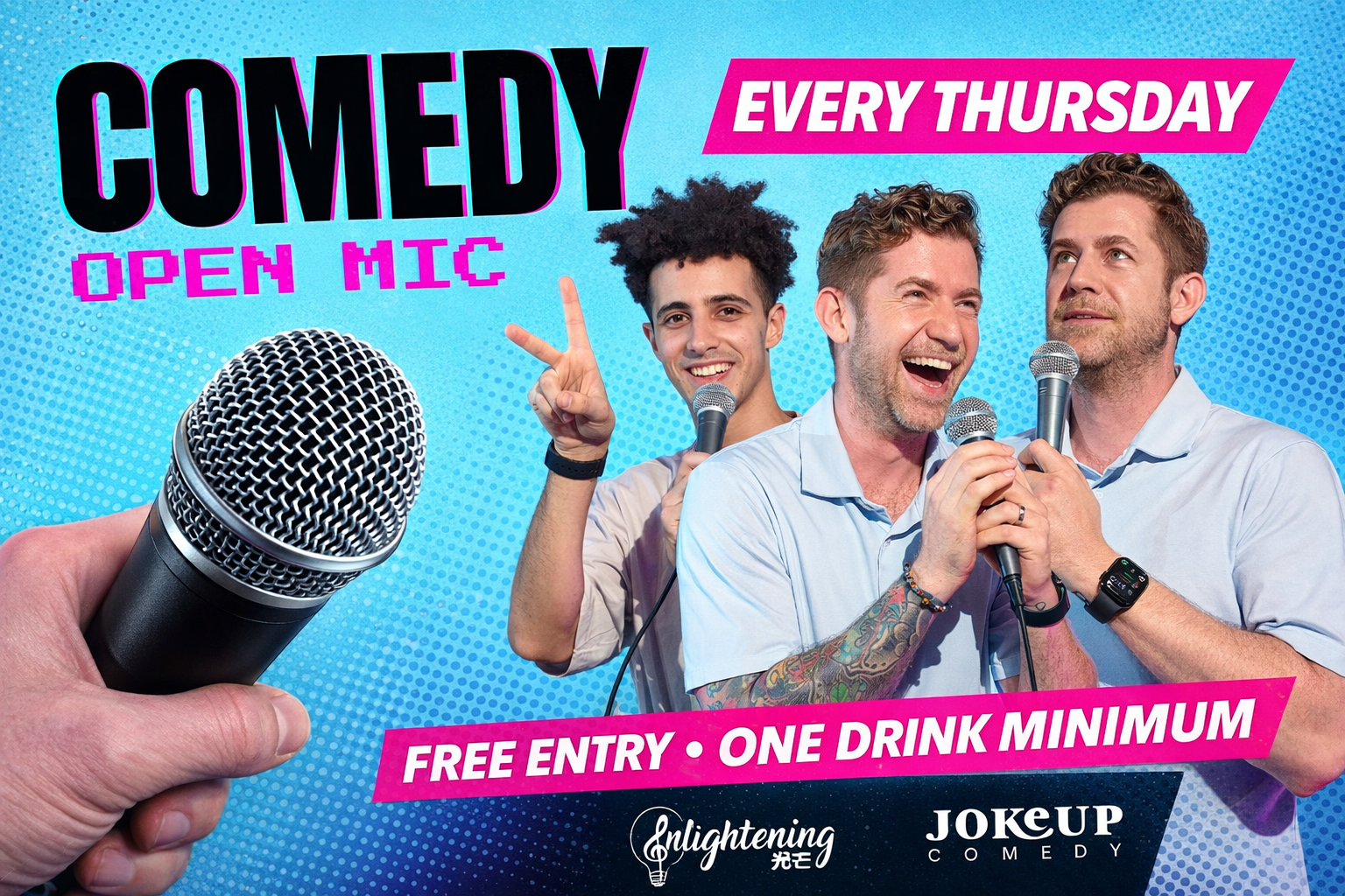 English Stand-up comedy open mic every Thursday in Guangzhou by JokeUp Comedy