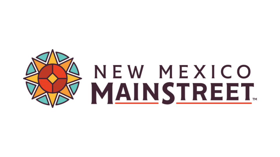 Logo for New Mexico MainStreet featuring a colorful circular star emblem and bold text.