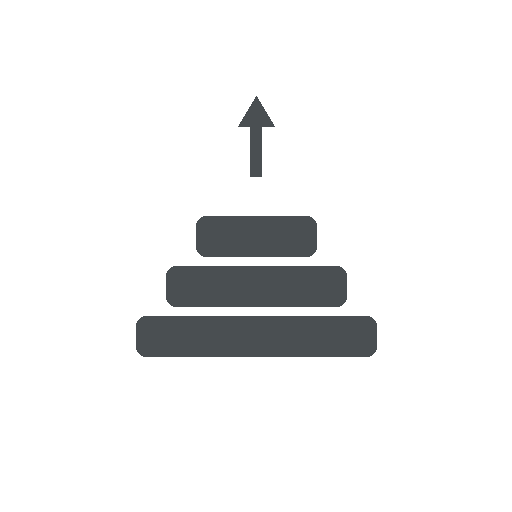 A pyramid of four black rectangles with an upward arrow above it on a black background.