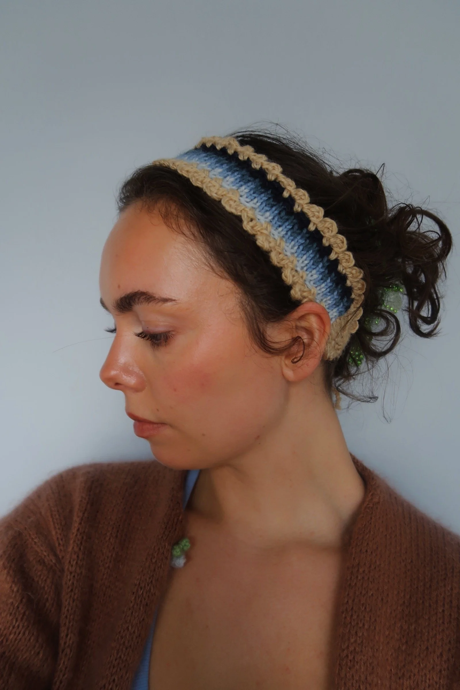 Beige and Blue Coracia Mini Headband