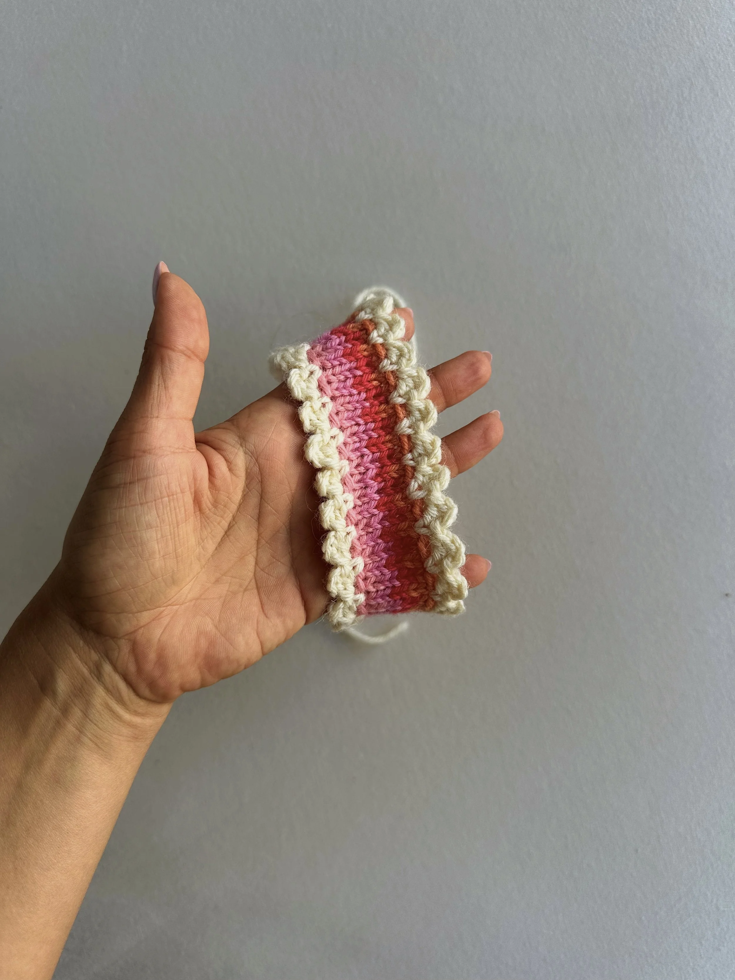 Pink and white headband