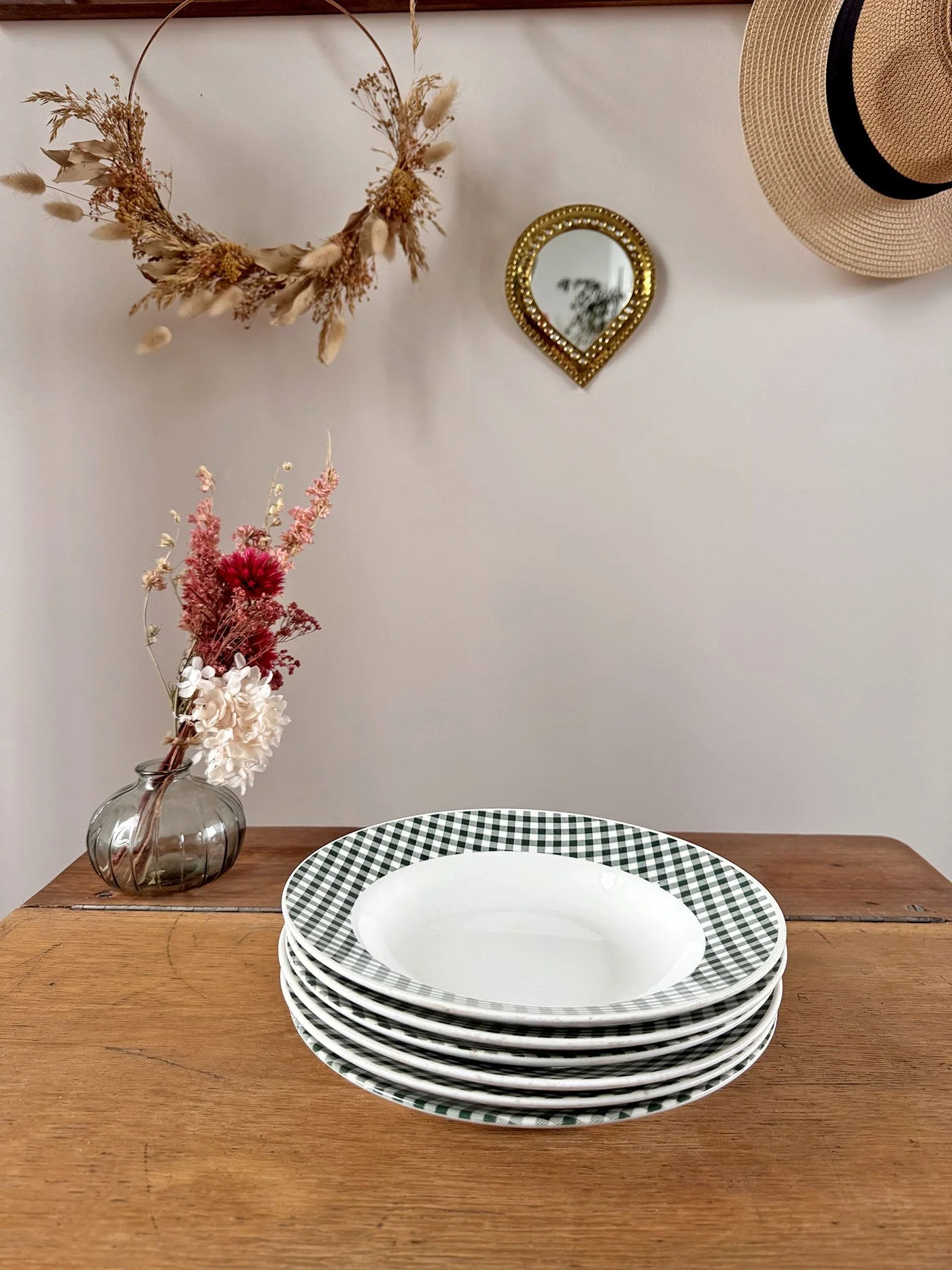 vaisselle-vintage-assiette-creuse-vichy-verte-bistrot-lot-meliwood.jpg