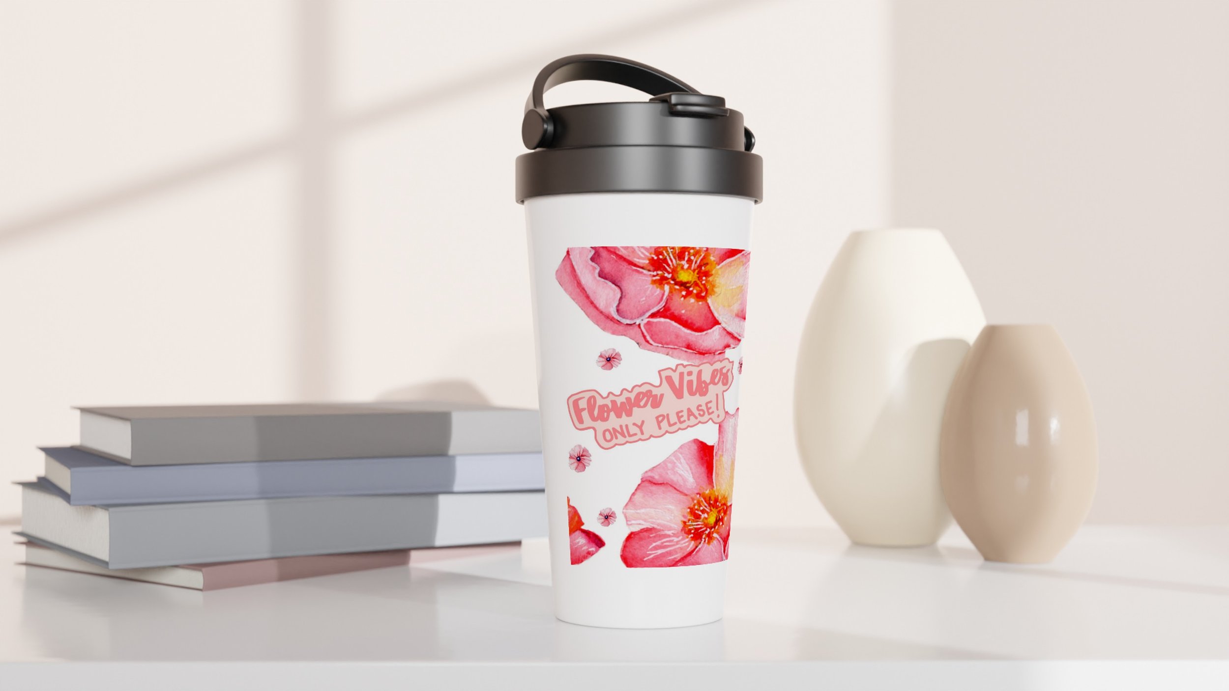 Flower Vibes Only Please 15oz Stainless Steel Bottle