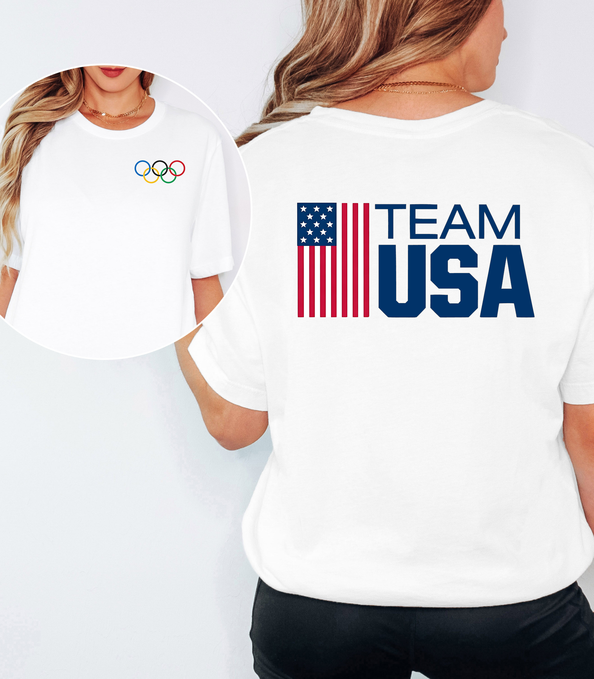 Team USA Olympic Shirt – Patriotic Front & Back Graphic Tee